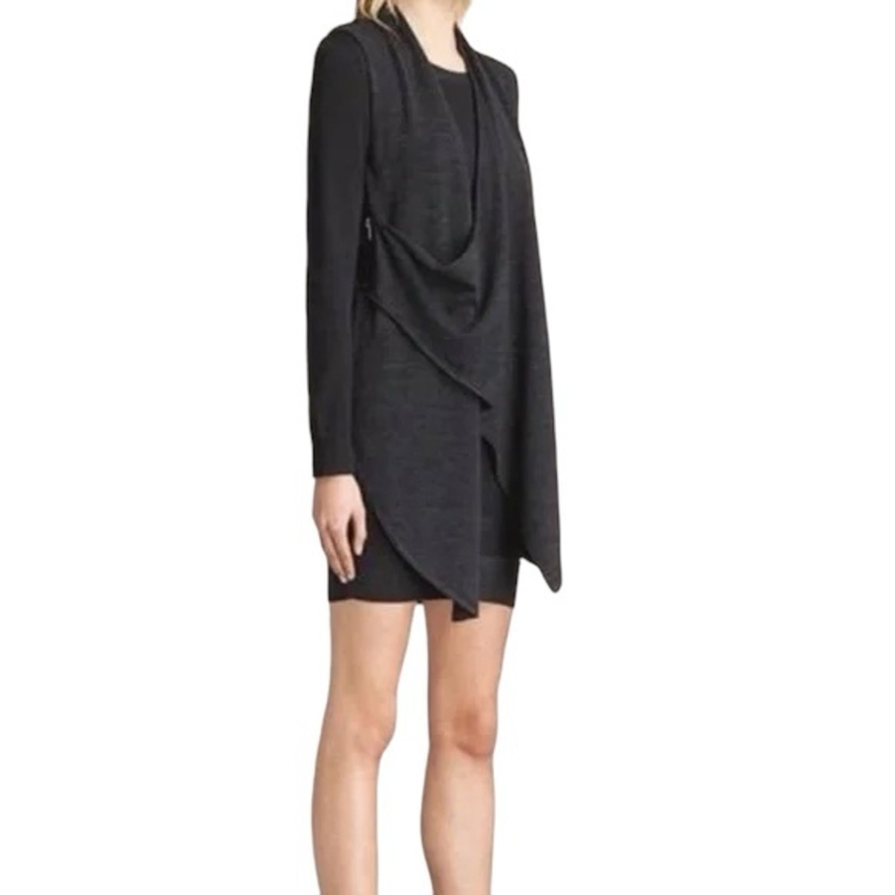 ALL SAINTS Drina Draped Merino Wool Sweater Dress - Picture 2 of 15